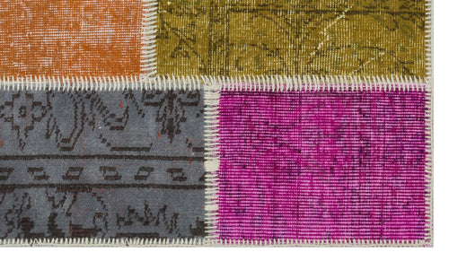 Iskece 31379 Beige Patchwork Wool Handmade Area Rug 2'7" x 4'11"