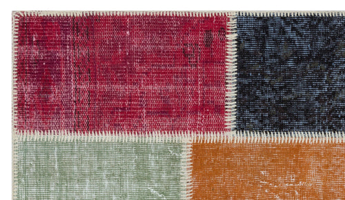 Iskece 31379 Beige Patchwork Wool Handmade Area Rug 2'7" x 4'11"