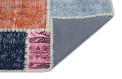 Iskece 31380 Beige Patchwork Wool Handmade Area Rug 2'7" x 4'11"