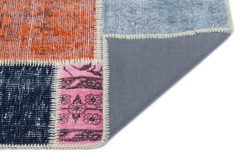 Iskece 31380 Beige Patchwork Wool Handmade Area Rug 2'7" x 4'11"