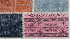 Iskece 31380 Beige Patchwork Wool Handmade Area Rug 2'7" x 4'11"