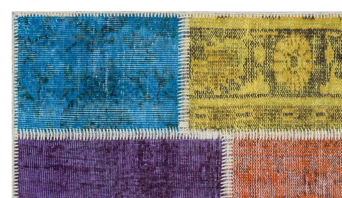 Iskece 31380 Beige Patchwork Wool Handmade Area Rug 2'7" x 4'11"