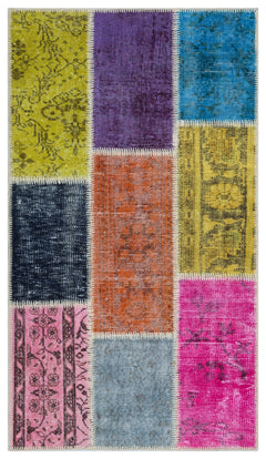 Iskece 31380 Beige Patchwork Wool Handmade Area Rug 2'7" x 4'11"