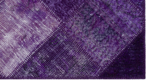 Iskece 31381 Purple Patchwork Wool Handmade Area Rug 2'7" x 4'11"