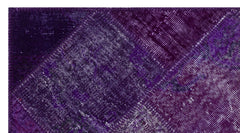 Iskece 31381 Purple Patchwork Wool Handmade Area Rug 2'7" x 4'11"