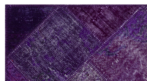 Iskece 31381 Purple Patchwork Wool Handmade Area Rug 2'7" x 4'11"