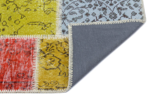 Iskece 31385 Beige Patchwork Wool Handmade Area Rug 2'7" x 4'11"