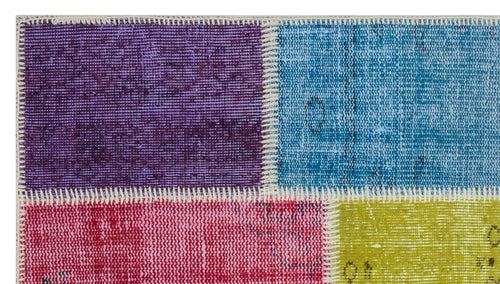 Iskece 31385 Beige Patchwork Wool Handmade Area Rug 2'7" x 4'11"