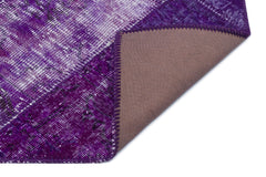 Iskece 31389 Purple Patchwork Wool Handmade Area Rug 2'7" x 4'11"