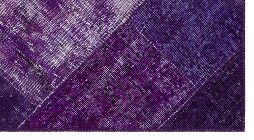 Iskece 31389 Purple Patchwork Wool Handmade Area Rug 2'7" x 4'11"