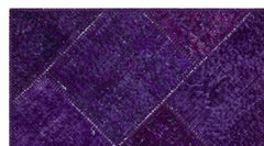 Iskece 31389 Purple Patchwork Wool Handmade Area Rug 2'7" x 4'11"