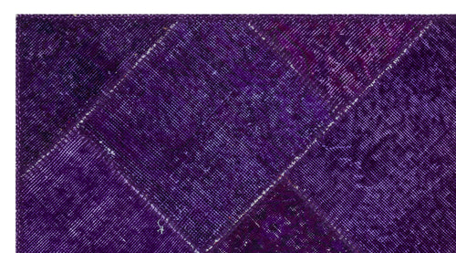 Iskece 31389 Purple Patchwork Wool Handmade Area Rug 2'7" x 4'11"