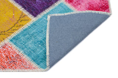 Iskece 31390 Beige Patchwork Wool Handmade Area Rug 2'7" x 4'11"