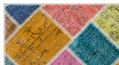 Iskece 31390 Beige Patchwork Wool Handmade Area Rug 2'7" x 4'11"