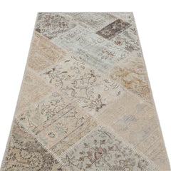 Iskece 31391 Beige Patchwork Wool Handmade Area Rug 2'7" x 4'11"