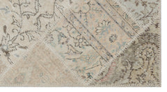 Iskece 31391 Beige Patchwork Wool Handmade Area Rug 2'7" x 4'11"