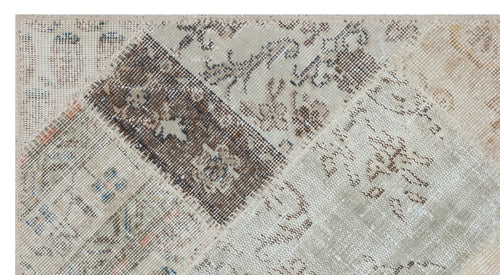 Iskece 31391 Beige Patchwork Wool Handmade Area Rug 2'7" x 4'11"