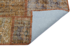 Iskece 31392 Brown Patchwork Wool Handmade Area Rug 2'7" x 4'11"