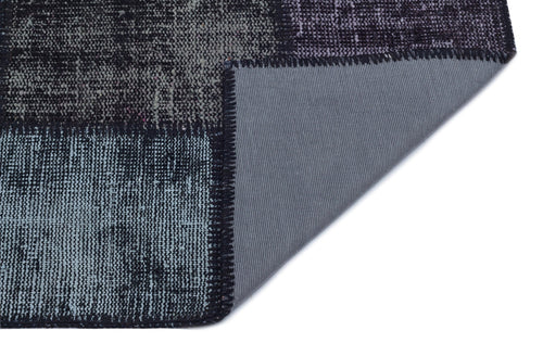 Iskece 31394 Black Patchwork Wool Handmade Area Rug 2'7" x 4'11"