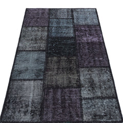 Iskece 31394 Black Patchwork Wool Handmade Area Rug 2'7" x 4'11"