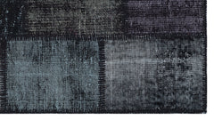 Iskece 31394 Black Patchwork Wool Handmade Area Rug 2'7" x 4'11"