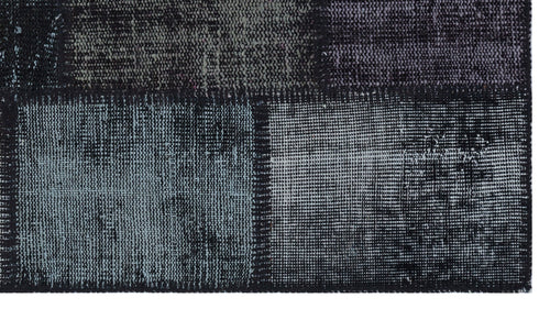 Iskece 31394 Black Patchwork Wool Handmade Area Rug 2'7" x 4'11"