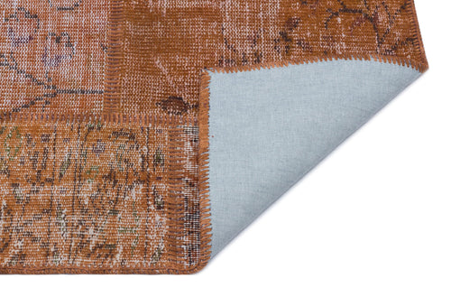 Iskece 31395 Brown Patchwork Wool Handmade Area Rug 2'7" x 4'11"