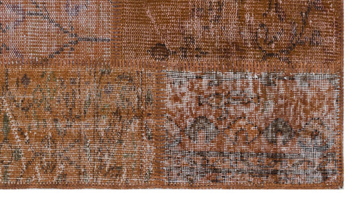 Iskece 31395 Brown Patchwork Wool Handmade Area Rug 2'7" x 4'11"