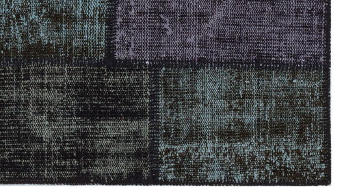 Iskece 31396 Black Patchwork Wool Handmade Area Rug 2'7" x 4'11"