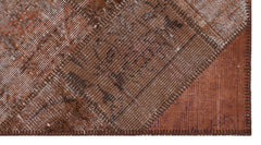 Iskece 31398 Brown Patchwork Wool Handmade Area Rug 2'7" x 4'11"