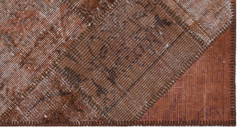 Iskece 31398 Brown Patchwork Wool Handmade Area Rug 2'7" x 4'11"