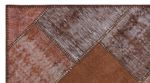 Iskece 31398 Brown Patchwork Wool Handmade Area Rug 2'7" x 4'11"