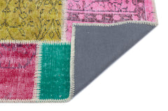 Iskece 31400 Beige Patchwork Wool Handmade Area Rug 2'7" x 4'11"