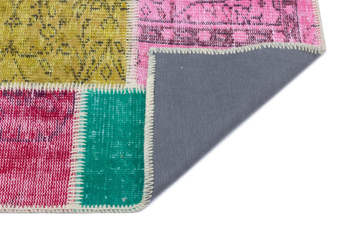 Iskece 31400 Beige Patchwork Wool Handmade Area Rug 2'7" x 4'11"