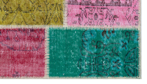 Iskece 31400 Beige Patchwork Wool Handmade Area Rug 2'7" x 4'11"