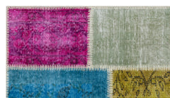 Iskece 31400 Beige Patchwork Wool Handmade Area Rug 2'7" x 4'11"