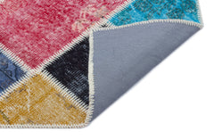 Iskece 31401 Beige Patchwork Wool Handmade Area Rug 2'7" x 4'11"