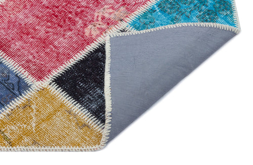 Iskece 31401 Beige Patchwork Wool Handmade Area Rug 2'7" x 4'11"