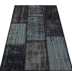 Iskece 31404 Black Patchwork Wool Handmade Area Rug 2'7" x 4'11"