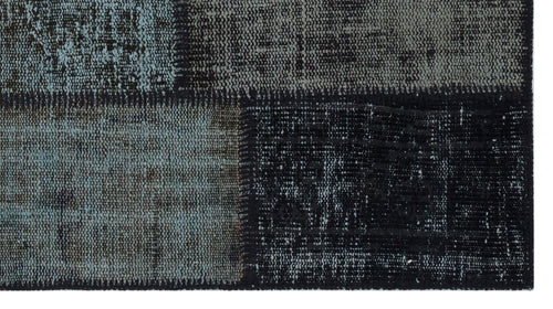 Iskece 31404 Black Patchwork Wool Handmade Area Rug 2'7" x 4'11"