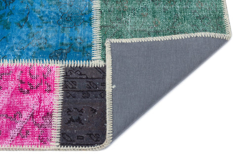 Iskece 31406 Beige Patchwork Wool Handmade Area Rug 2'7" x 4'11"