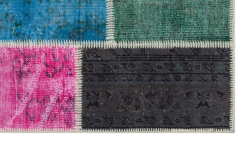 Iskece 31406 Beige Patchwork Wool Handmade Area Rug 2'7" x 4'11"