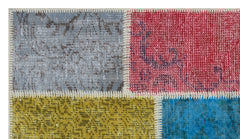 Iskece 31406 Beige Patchwork Wool Handmade Area Rug 2'7" x 4'11"