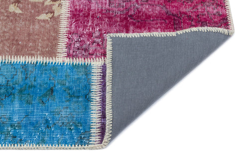 Iskece 31408 Beige Patchwork Wool Handmade Area Rug 2'7" x 4'11"