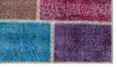 Iskece 31408 Beige Patchwork Wool Handmade Area Rug 2'7" x 4'11"