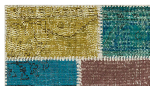 Iskece 31408 Beige Patchwork Wool Handmade Area Rug 2'7" x 4'11"