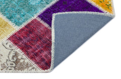 Iskece 31409 Beige Patchwork Wool Handmade Area Rug 2'7" x 4'11"