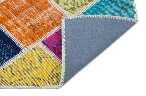 Iskece 31414 Beige Patchwork Wool Handmade Area Rug 2'7" x 4'11"