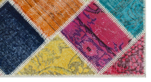 Iskece 31414 Beige Patchwork Wool Handmade Area Rug 2'7" x 4'11"