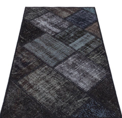 Iskece 31415 Black Patchwork Wool Handmade Area Rug 2'7" x 4'11"